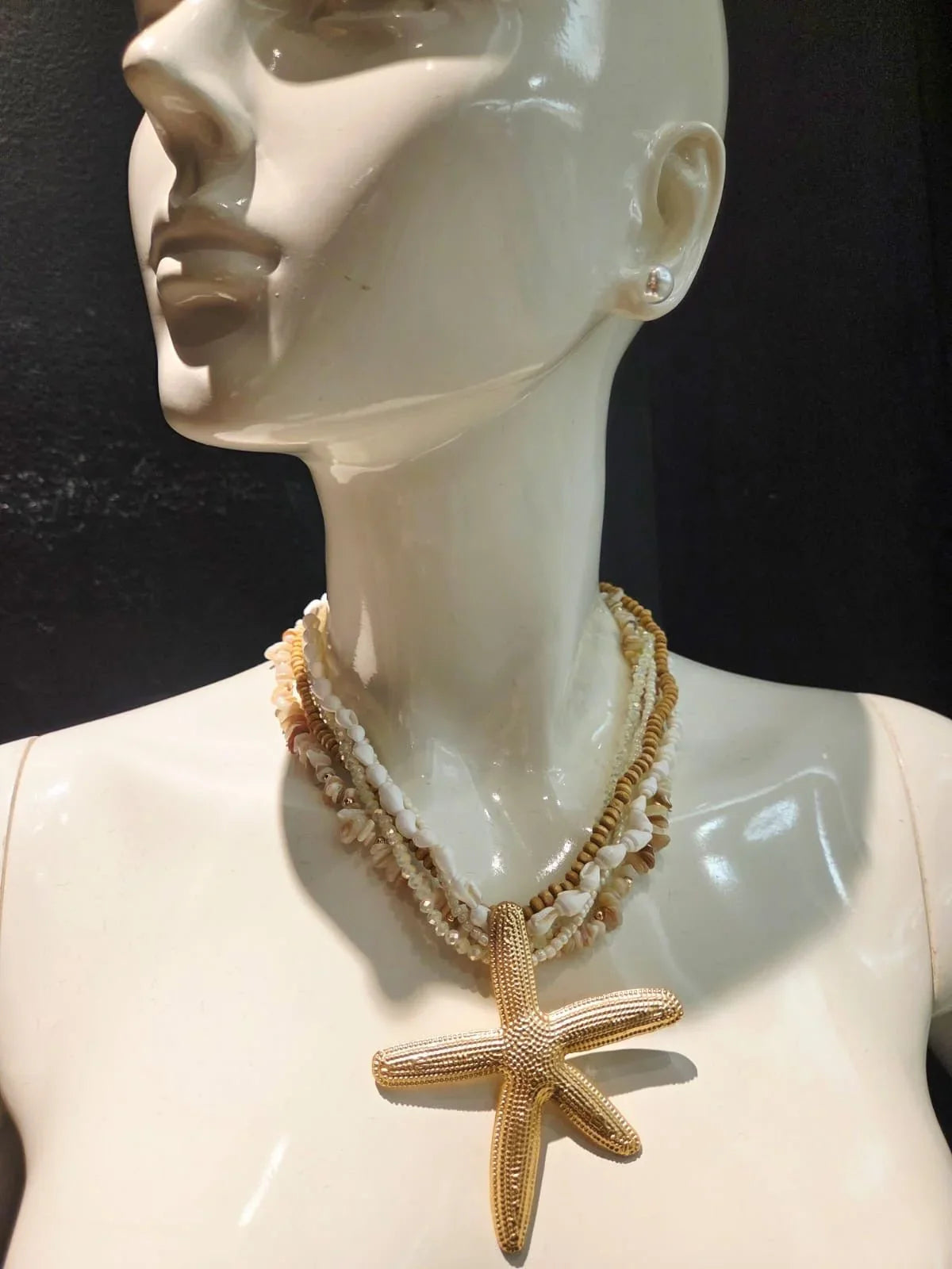 White Gold Layered Starfish Necklace Luxe