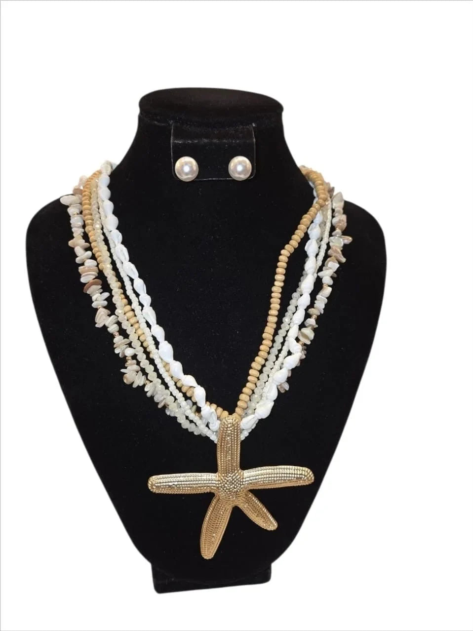 White Gold Layered Starfish Necklace Luxe