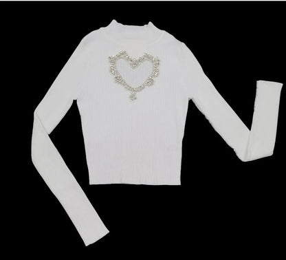 White Heart Cutout Turtleneck Top – Lovely Fit