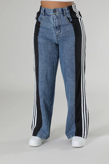 Wide Leg Pants Track with Elastic Waistband