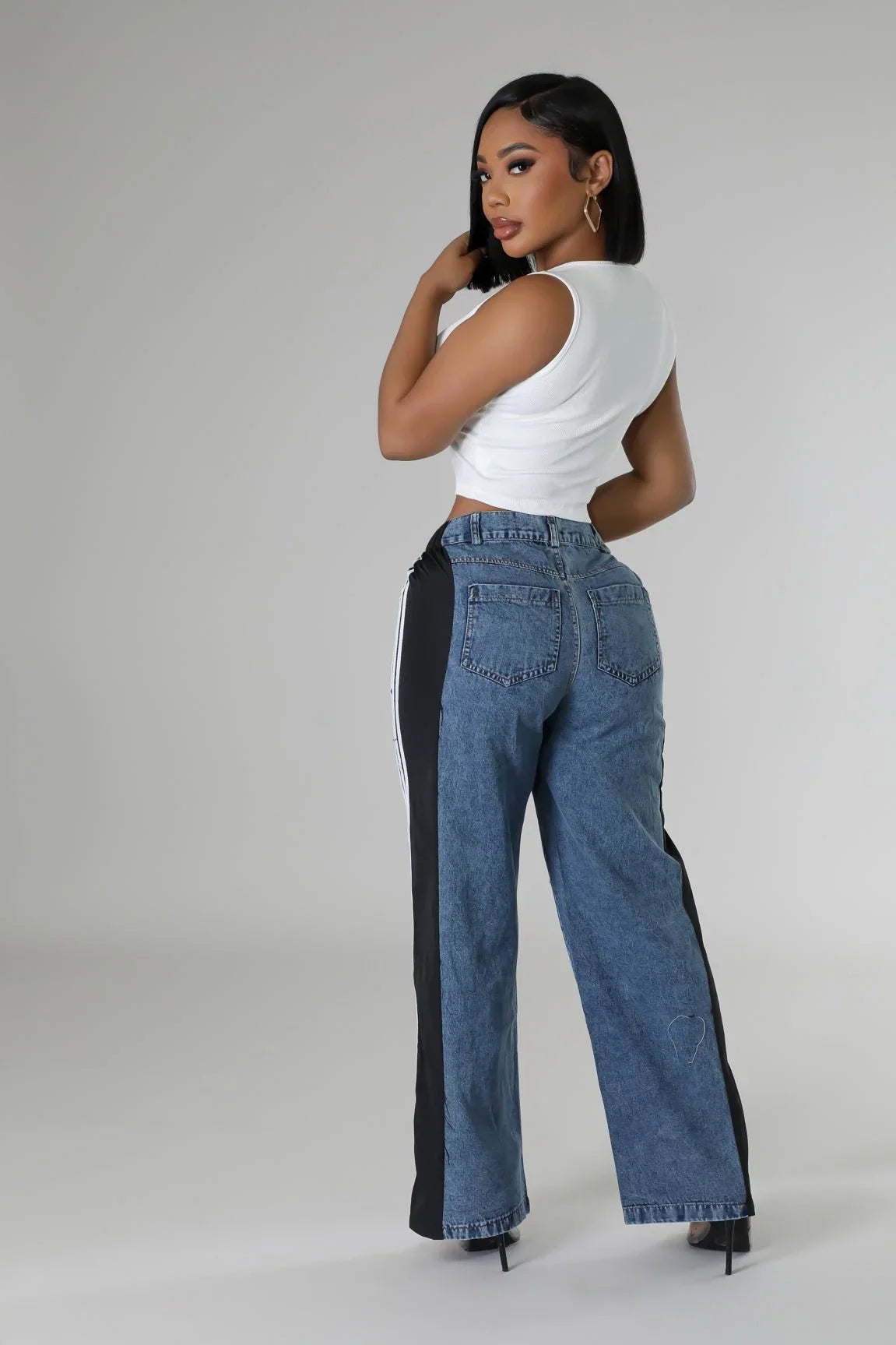 Wide Leg Pants Track with Elastic Waistband