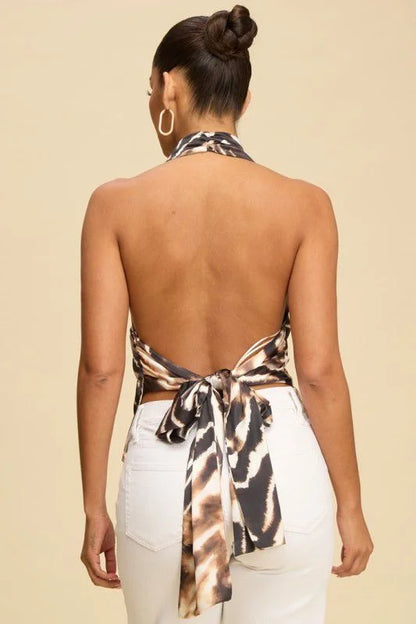Wild Luxe Halter Drape Cowl Top – Multi