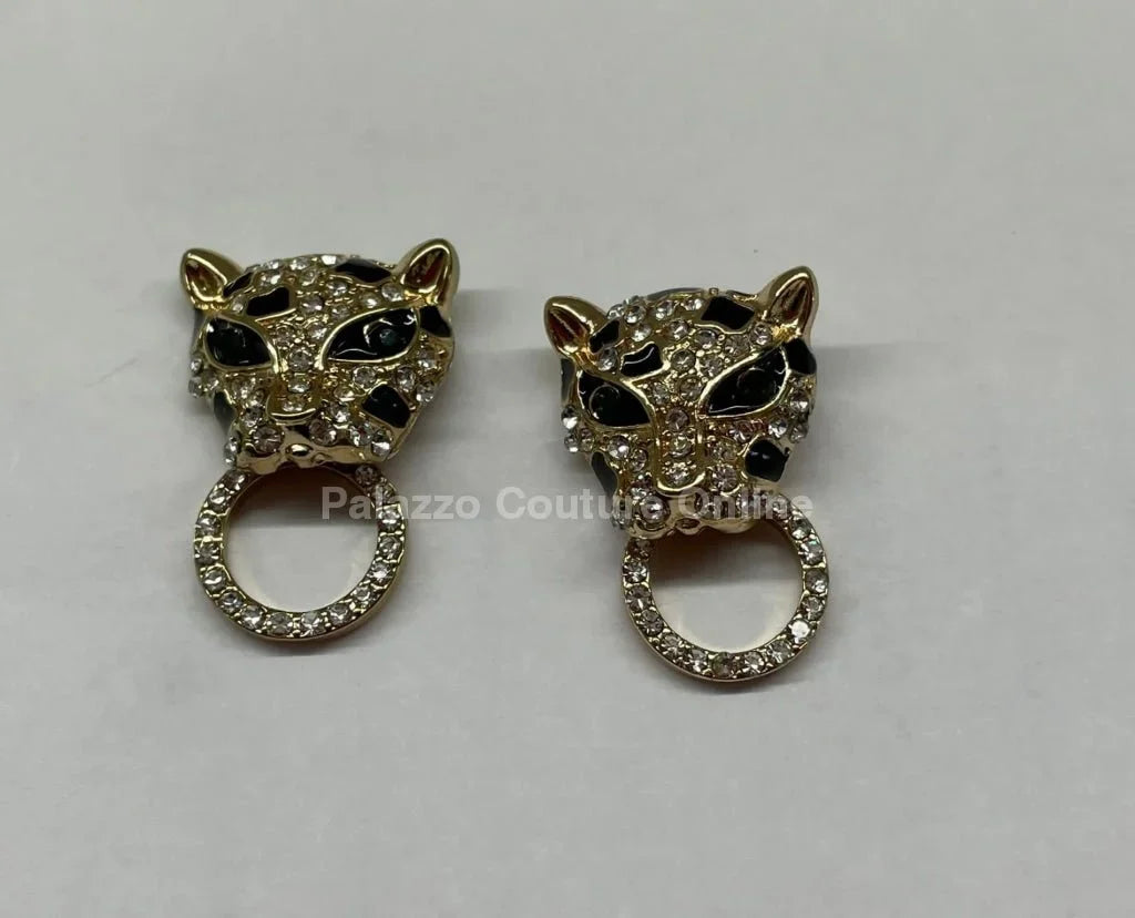 Wild Party Earrings – Crystal Leopard Earrings with Ring Detail