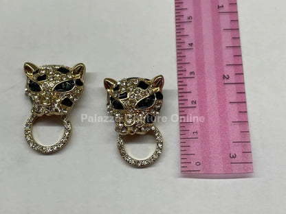 Wild Party Earrings – Crystal Leopard Earrings with Ring Detail