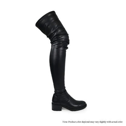 Women’s Platform Thigh High Boots with Stretchy Fit (Black)