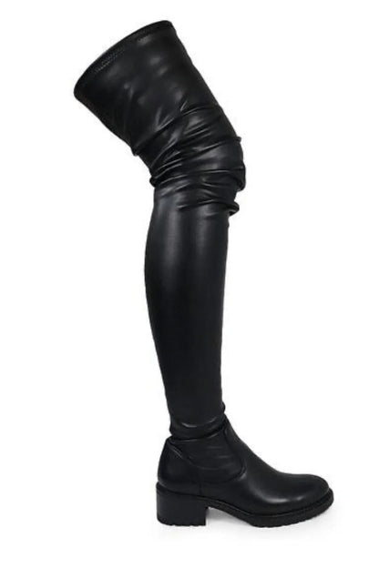 Women’s Platform Thigh High Boots with Stretchy Fit (Black)